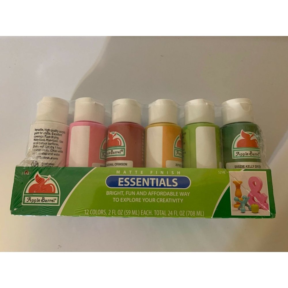 New Apple Barrel 12 Pack Matte‎ Finish Multi Color Acrylic Paint Value Set